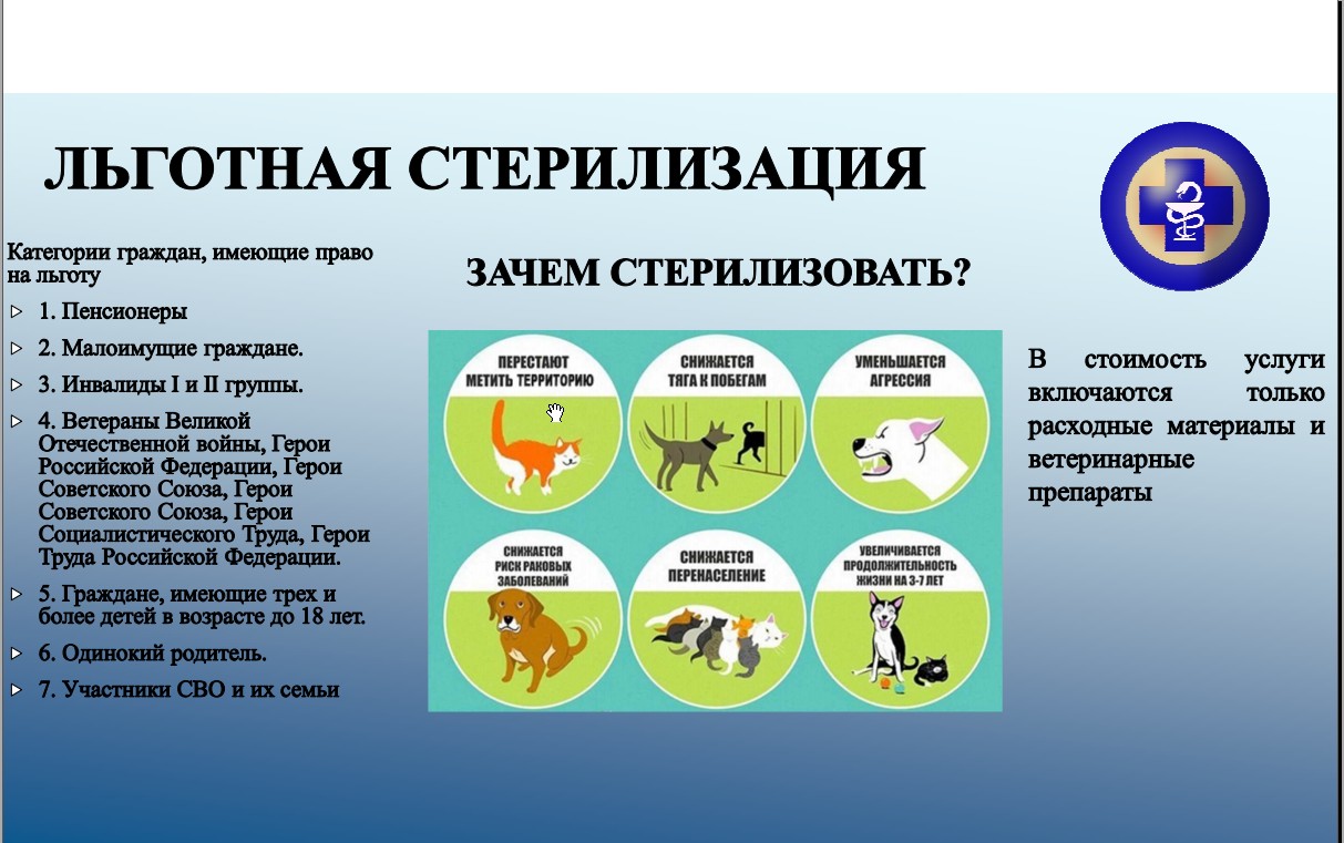 Льготная стерилизация (кастрация) домашних животных. Памятка по ответственному обращению с животными!.